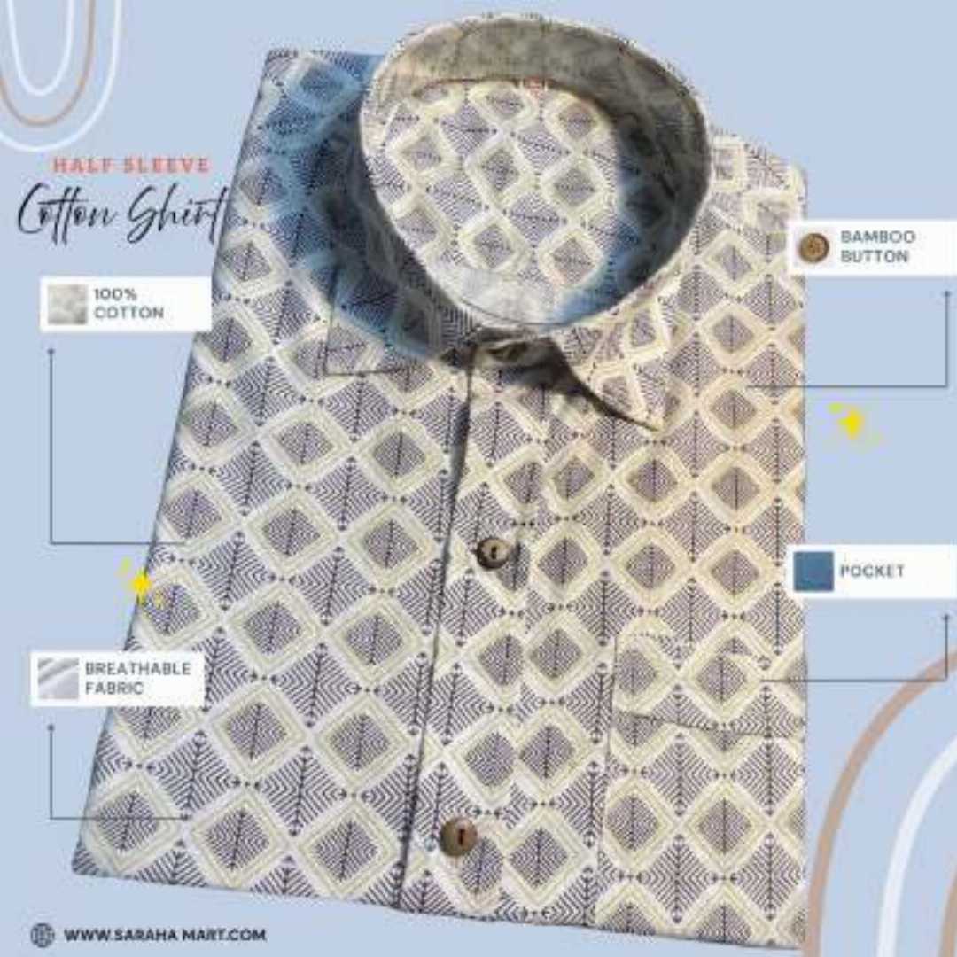 Arong,Cotton,Half,Sleeve,Shirt