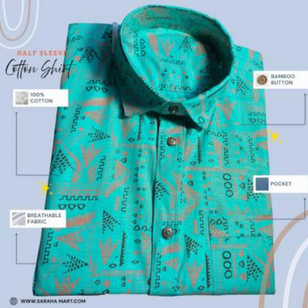 Arong,Cotton,Half,Sleeve,Shirt