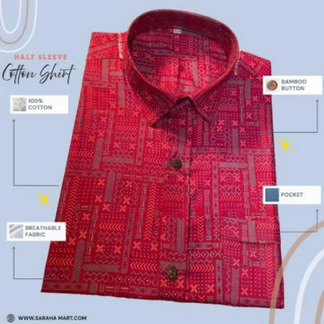 Arong,Cotton,Half,Sleeve,Shirt