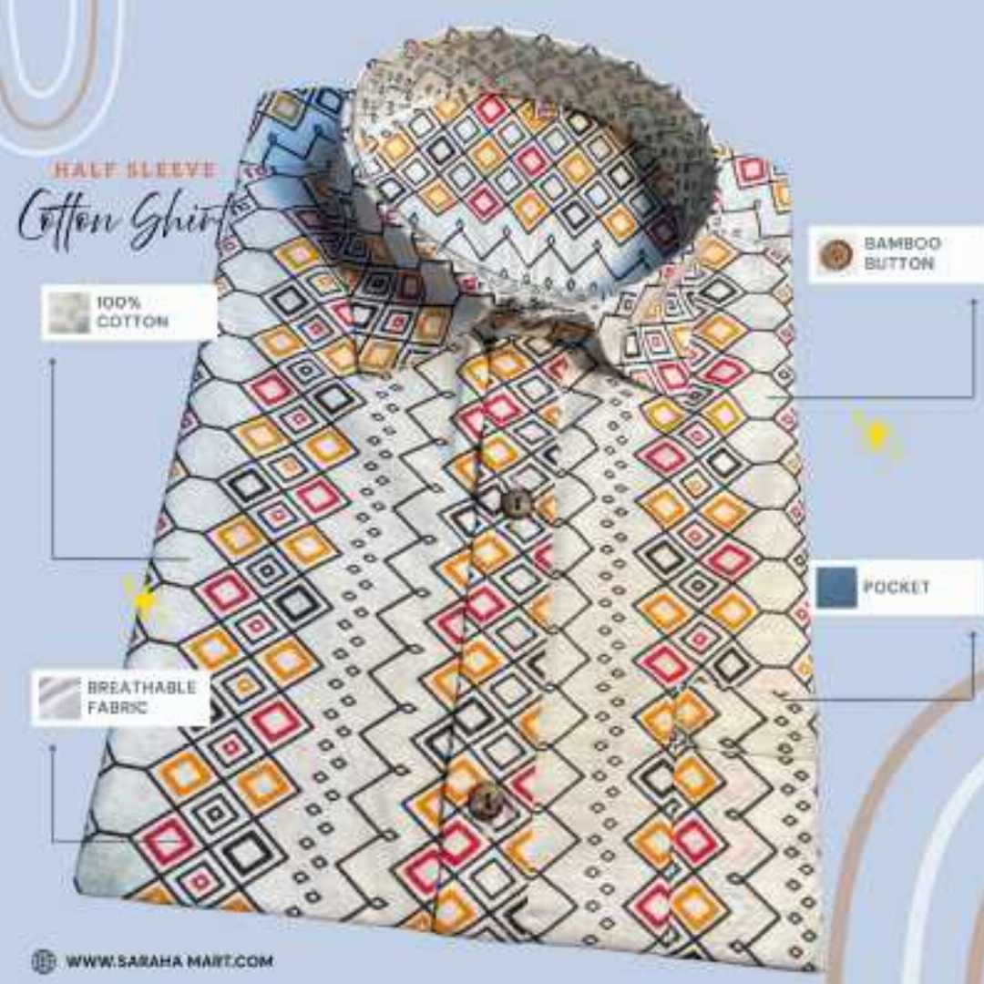 Arong,Cotton,Half,Sleeve,Shirt